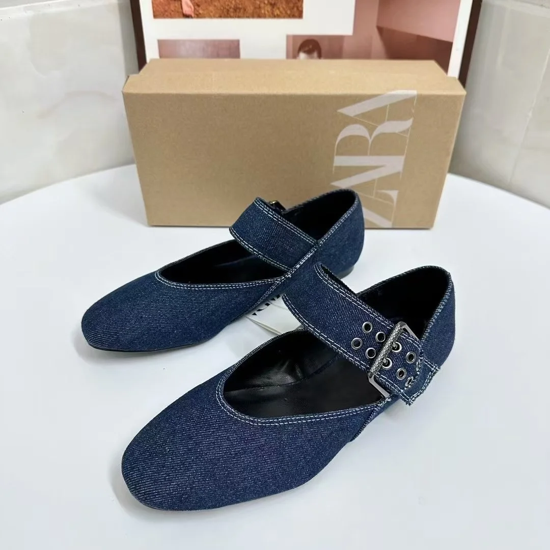 Breakj Breakj Home 2025 New Female Shoes Temperament Famous Mary Jane Flat-Bottomed Ballet Shoes Flat Heded Shallow Mouth Round Head Single Shoes Women