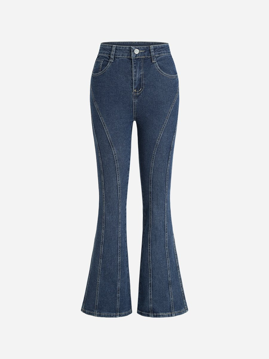 High Waist Straight-Leg Skinny Stretch-Flare Trousers