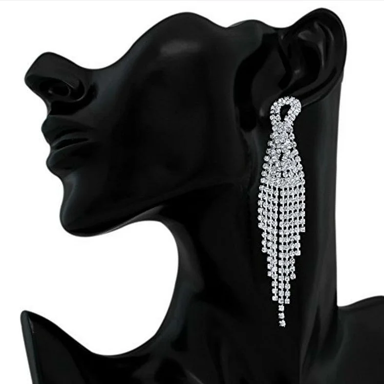 Promsstyle Gorgeous rhinestone tassel earrings Prom Dress 2023