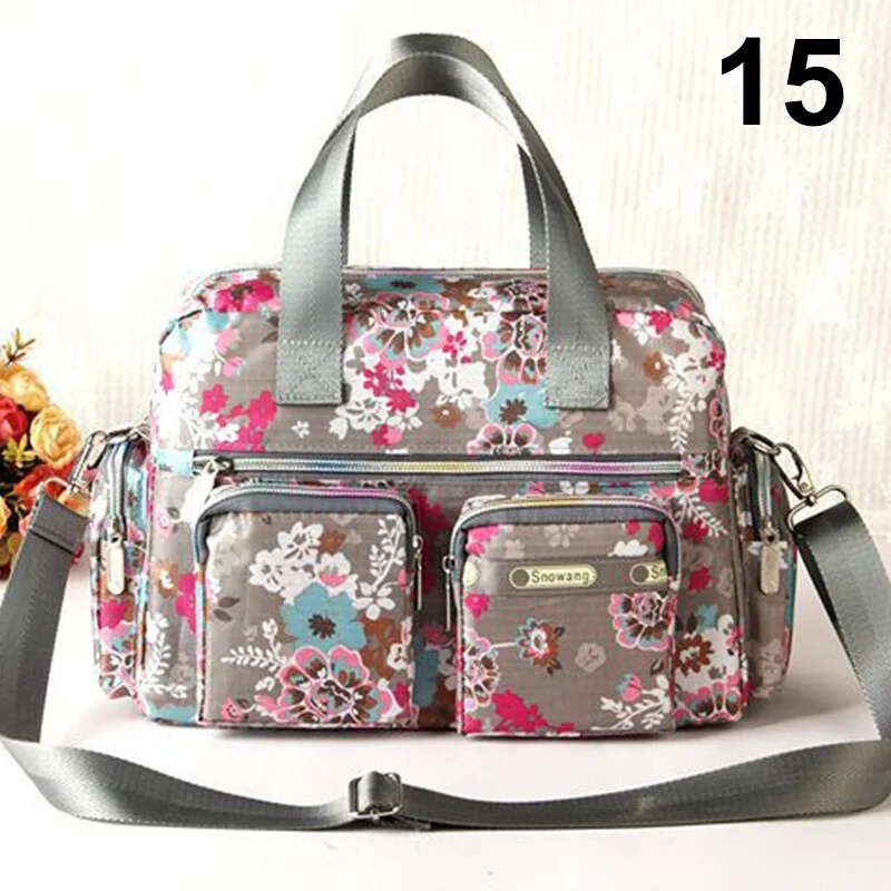 Women Handbag Vintage Flower Printed Waterproof Nylon Shoulder Messenger Bag Large Capacity Tote Bag Casual Picnic Travel Bags
