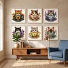 Stamped Cross Stitch Kit for Adults Cherry Blossom Flower Cup Cat 14CT 30x30cm tapestrymarket