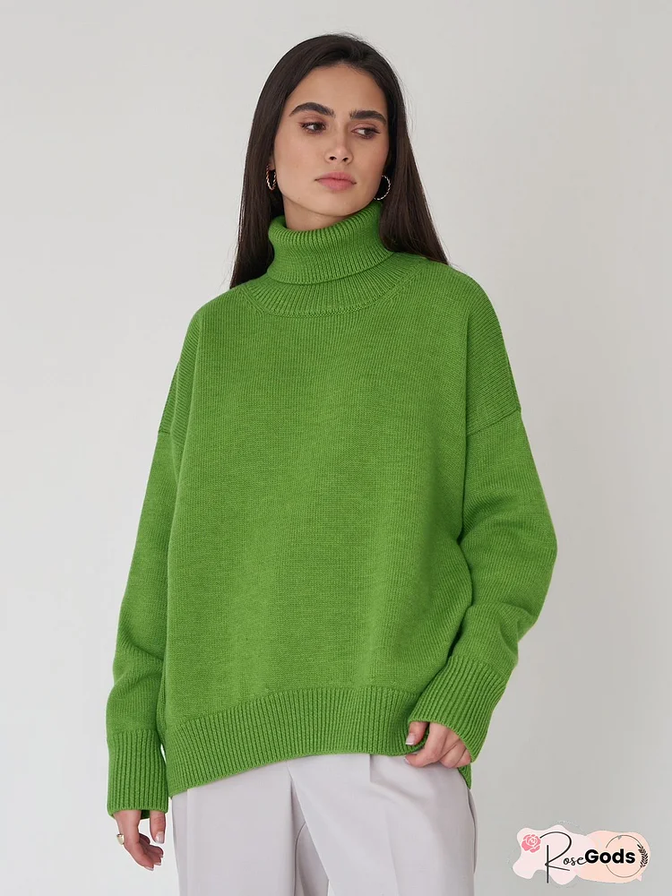 Women Casual Spring Cotton Turtleneck Sports Long Sleeve Loose Regular Sweatshirts