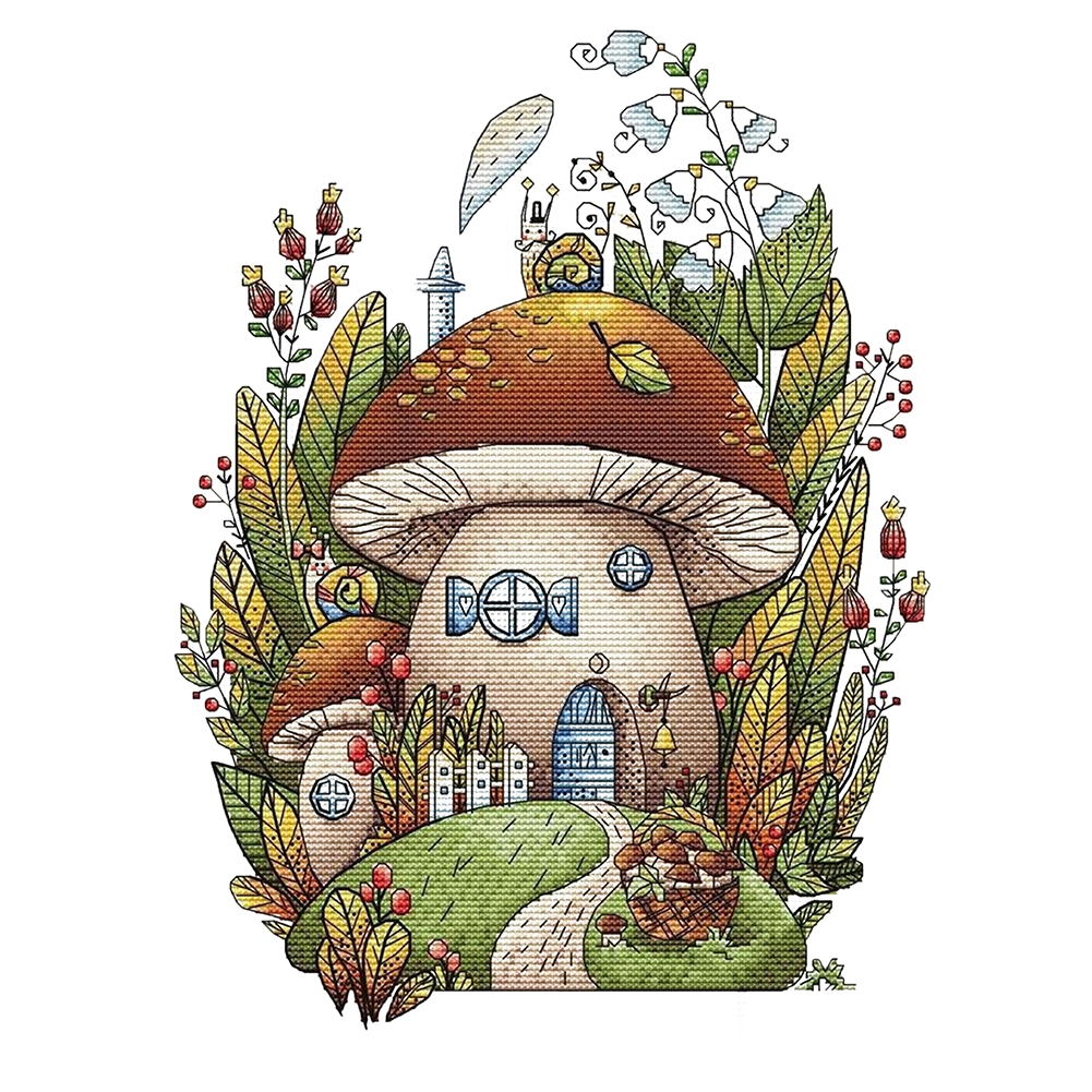 Mushroom House - 14CT Counted Cross Stitch 36*46cm/14.17*18.11in