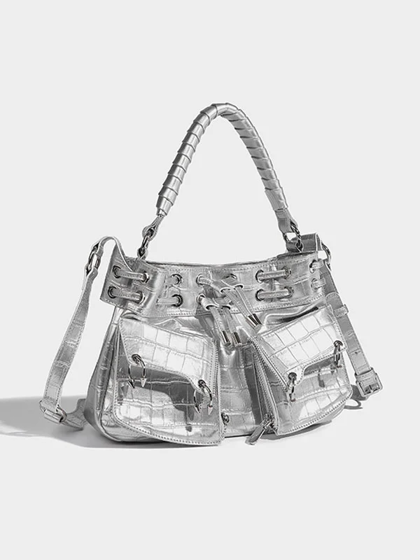 Silver Crescent Shoulder Bag