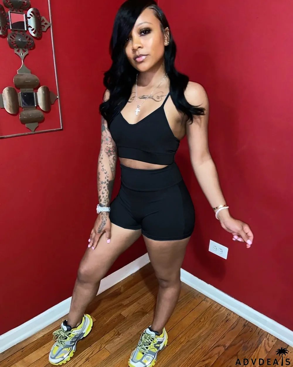 Solid Cami Top And Short Two Piece Sets