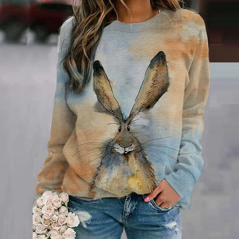 Cute watercolor rabbit loose graphic tees