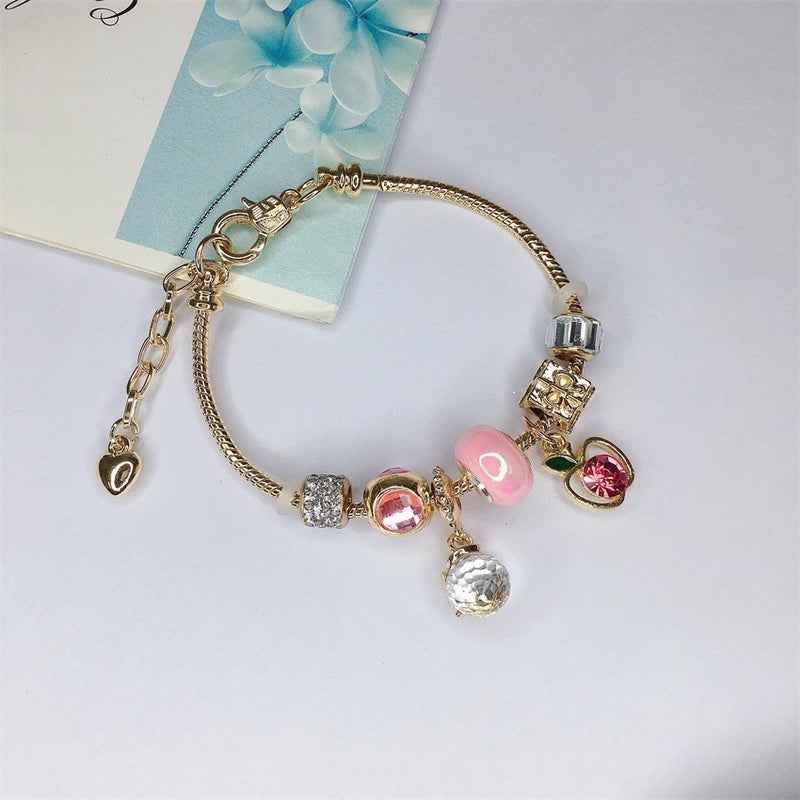 Cute Minimalist Dolphin Heart Shape Flower Stainless Steel Alloy Resin Rhinestones Bangle In Bulk