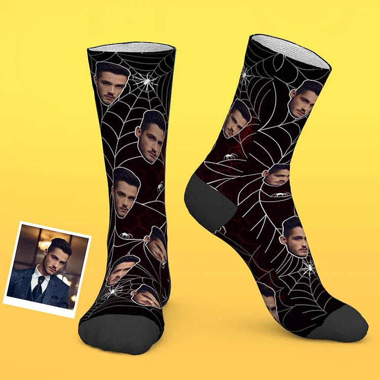 Custom Face Spider Web Black Series Socks