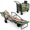 [US Local Warehouse] 2-in-1 Wagons Carts Foldable 440lbs Capacity Folding Chair Cart with All-Terrain Wheels Beach Wagon for  Sports Garden Camping (Green)
