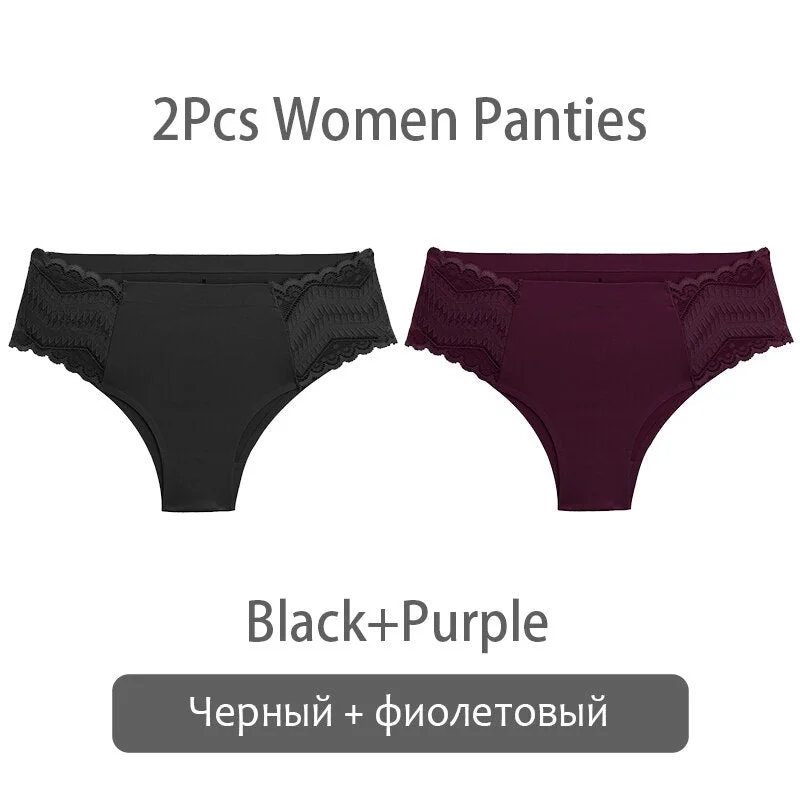 FINETOO Women Patchwork Lace Panties S-XL Seamless Underwear Sexy Low Waist Briefs Comfortable Underpants Ladies Lingerie 2021