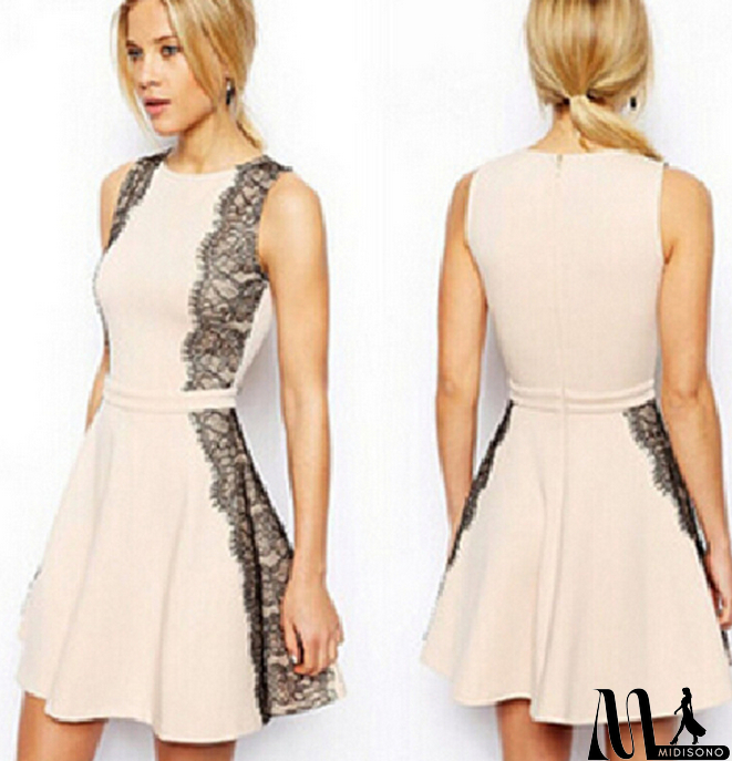 MidiSono - Fashion lace sleeveless zipper dress