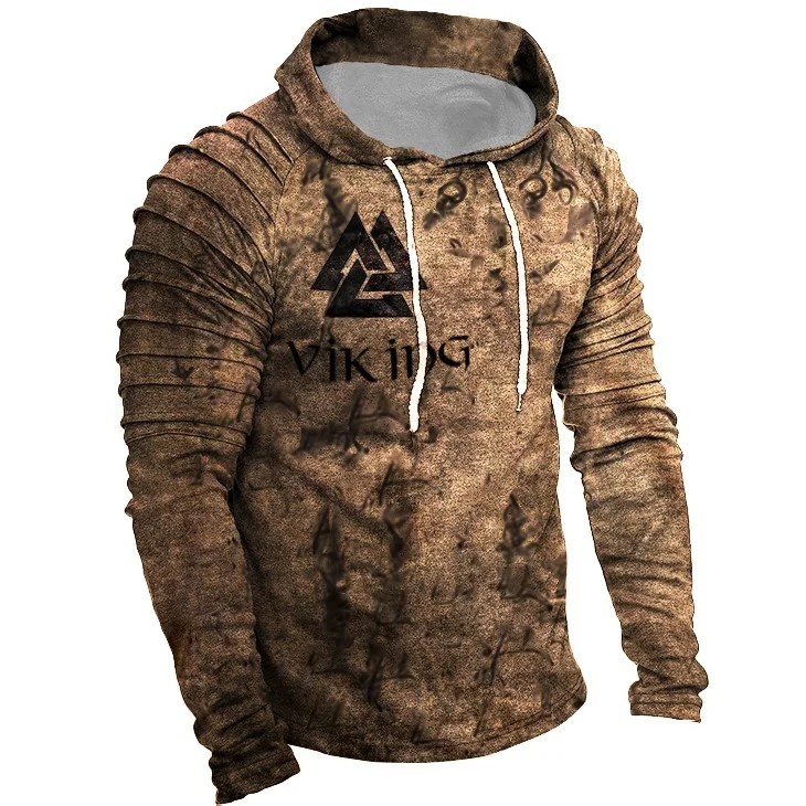 Men's Outdoor Tactical Viking Warrior Print Hooded Sweater / [viawink] /