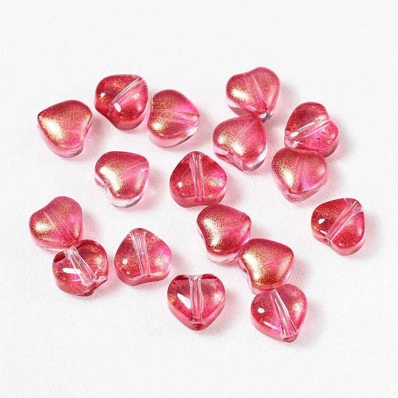 20 PCS/Package Diameter 6 Mm Hole 1~1.9mm Glass Glass Heart Shape Jewelry Accessories