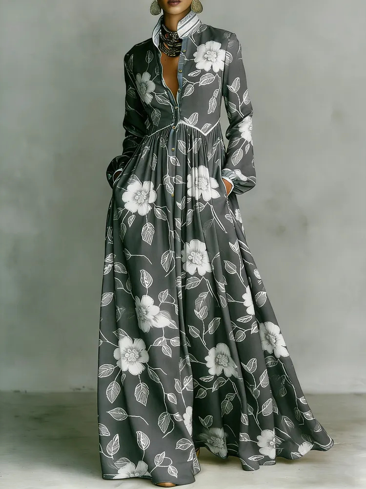 Women's Printed Elegant Romantic Vacation Medium Sleeve Maxi Dress