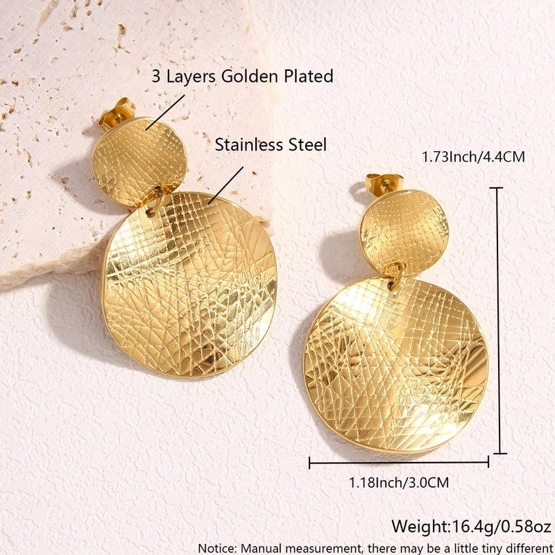 1 Pair Exaggerated Minimalist Commute Geometric Pleated 304 Stainless Steel 18K Gold Plated Gold Plated Drop Earrings