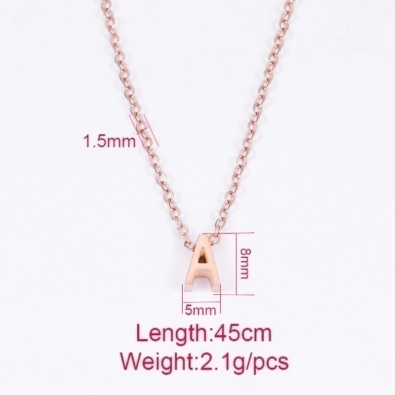 Stainless Steel Rose Gold Plated Minimalist Letter None Pendant Necklace