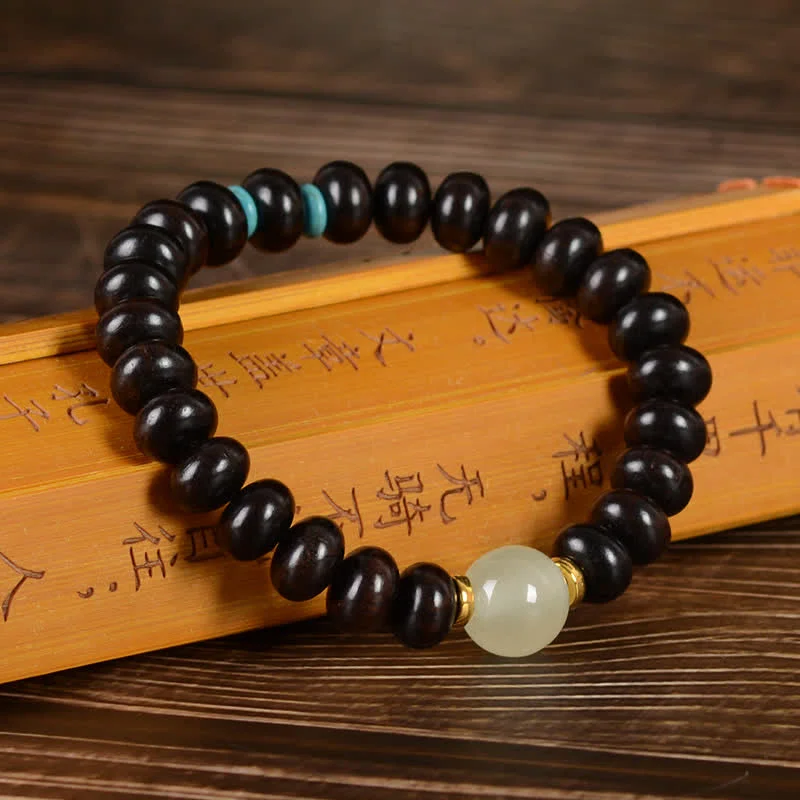 Black Rosewood Black Peach Wood Glowstone Calm Cure Bracelet