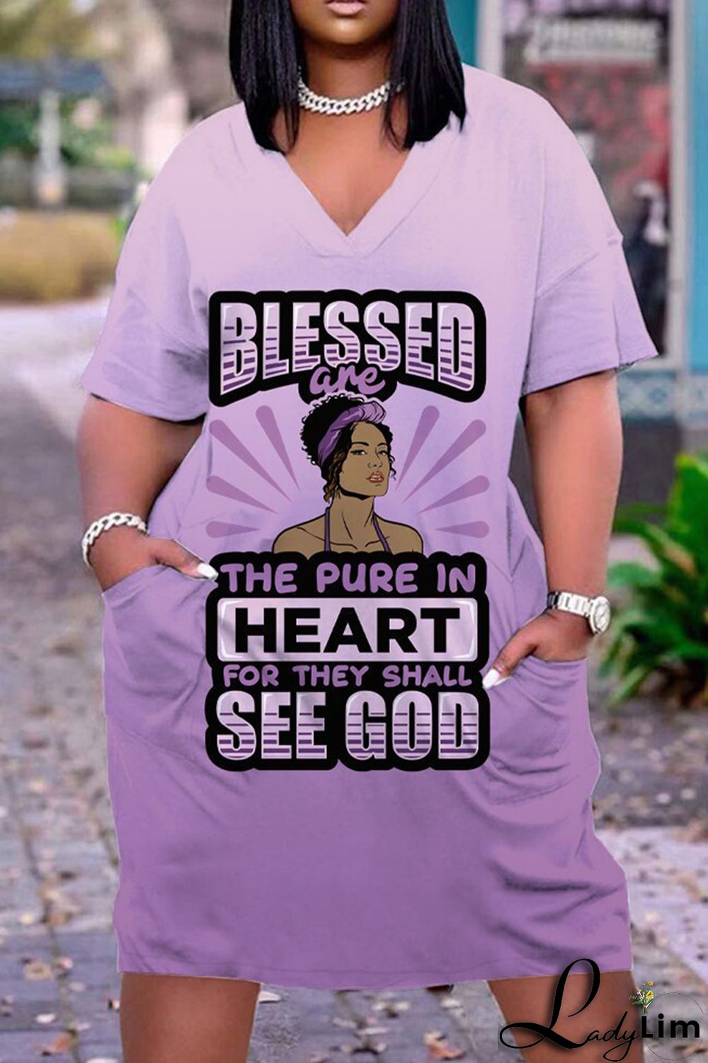 Orange Green Fashion Casual Print Basic V Neck Short Sleeve Dress