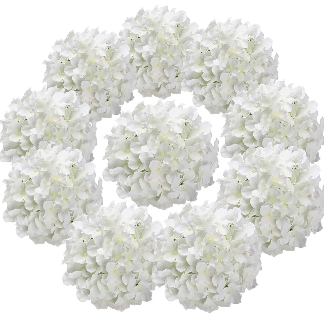 Silk Hydrangea Heads Artificial Flowers Heads with Stems for Home Wedding Decor,Pack of 10 (Baby Pink)