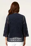 Back view of relaxed fit sleeveless navy casual shirt showing premium fabric texture