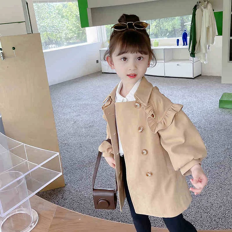 人気 ダブルブレスト 切り替え 長袖 女の子 幼児 コート