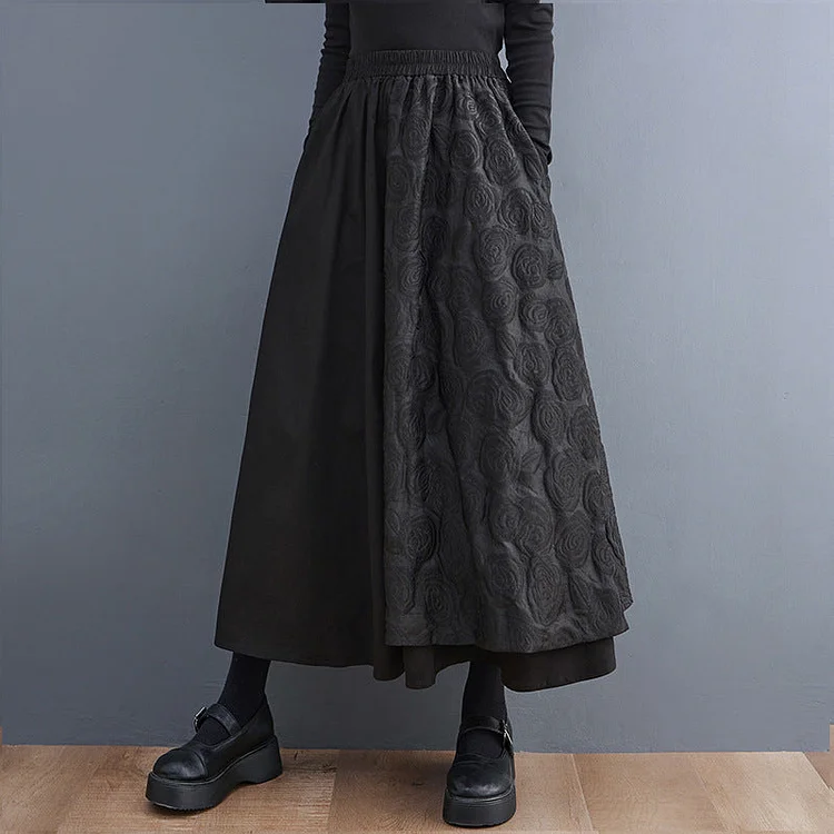 Loose Plus Size Stitching Design Skirt