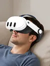 Soft Rubber HeadStrap for Meta Quest 3/3S Accessories Adjustable Replacement Strap Breathable Enhanced Support and Reduce Facial Stress