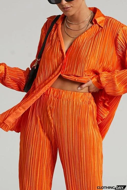 Pleated Oversized Shirt and Trouser Set