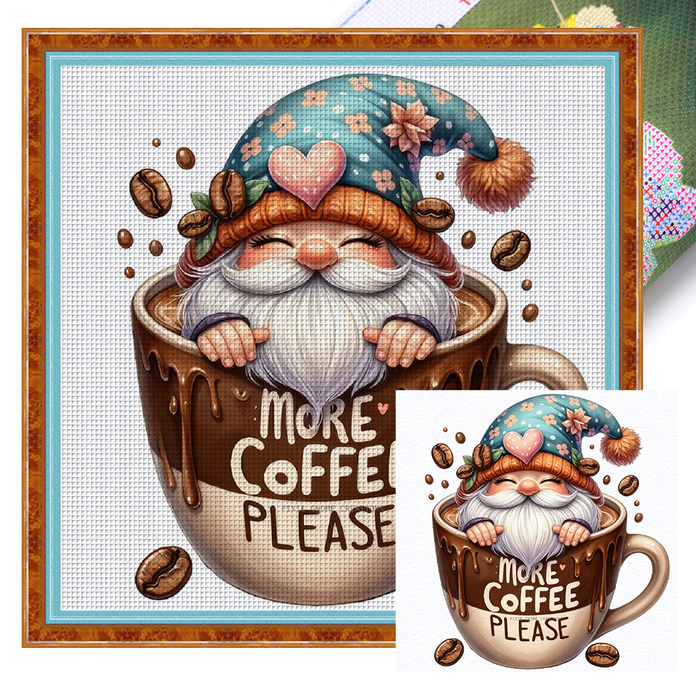 Coffee Gnome Full 11CT Pre-stamped Canvas(40*40cm) Cross Stitch