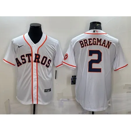 Men's Houston Astros #2 Alex Bregman White With Patch Cool Base Stitched Jersey 3XU4