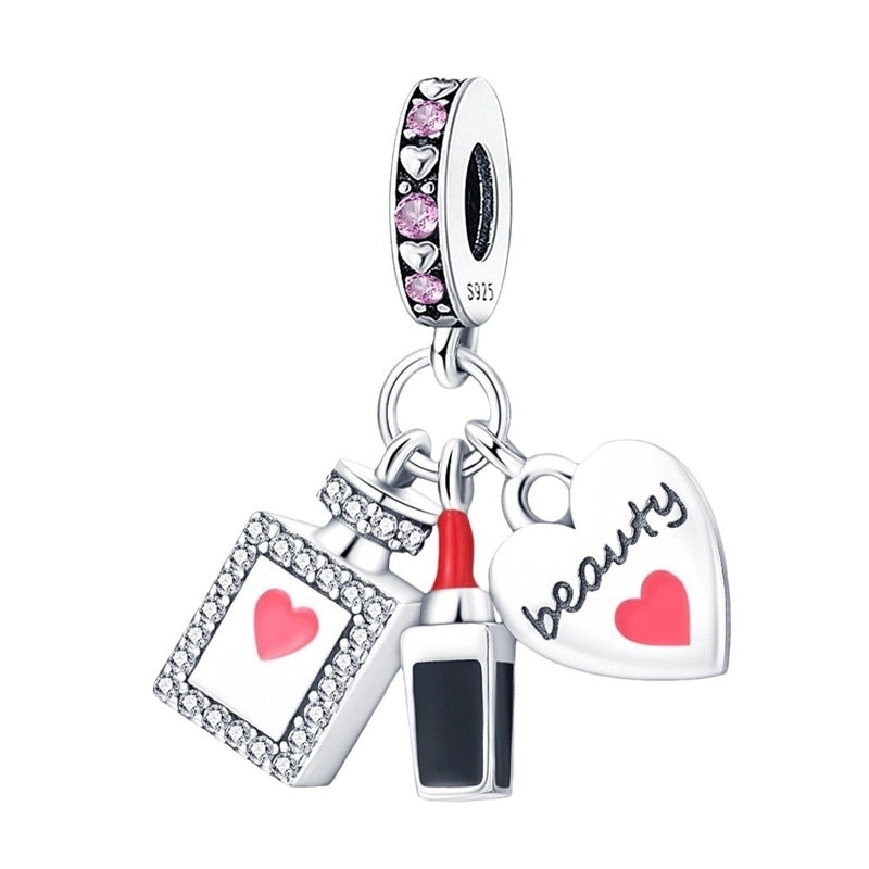 1 Piece 925 Sterling Silver Lipstick Heart Shape Pendant Jewelry Accessories