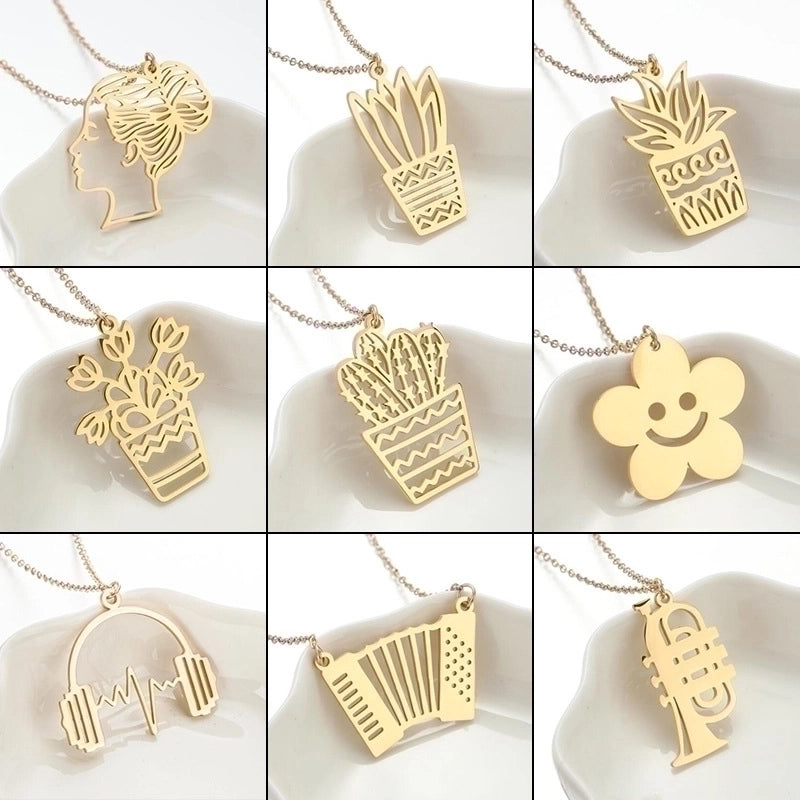 Fashion Geometric 201 Stainless Steel 18K Gold Plated Plating Stainless Steel Necklaces