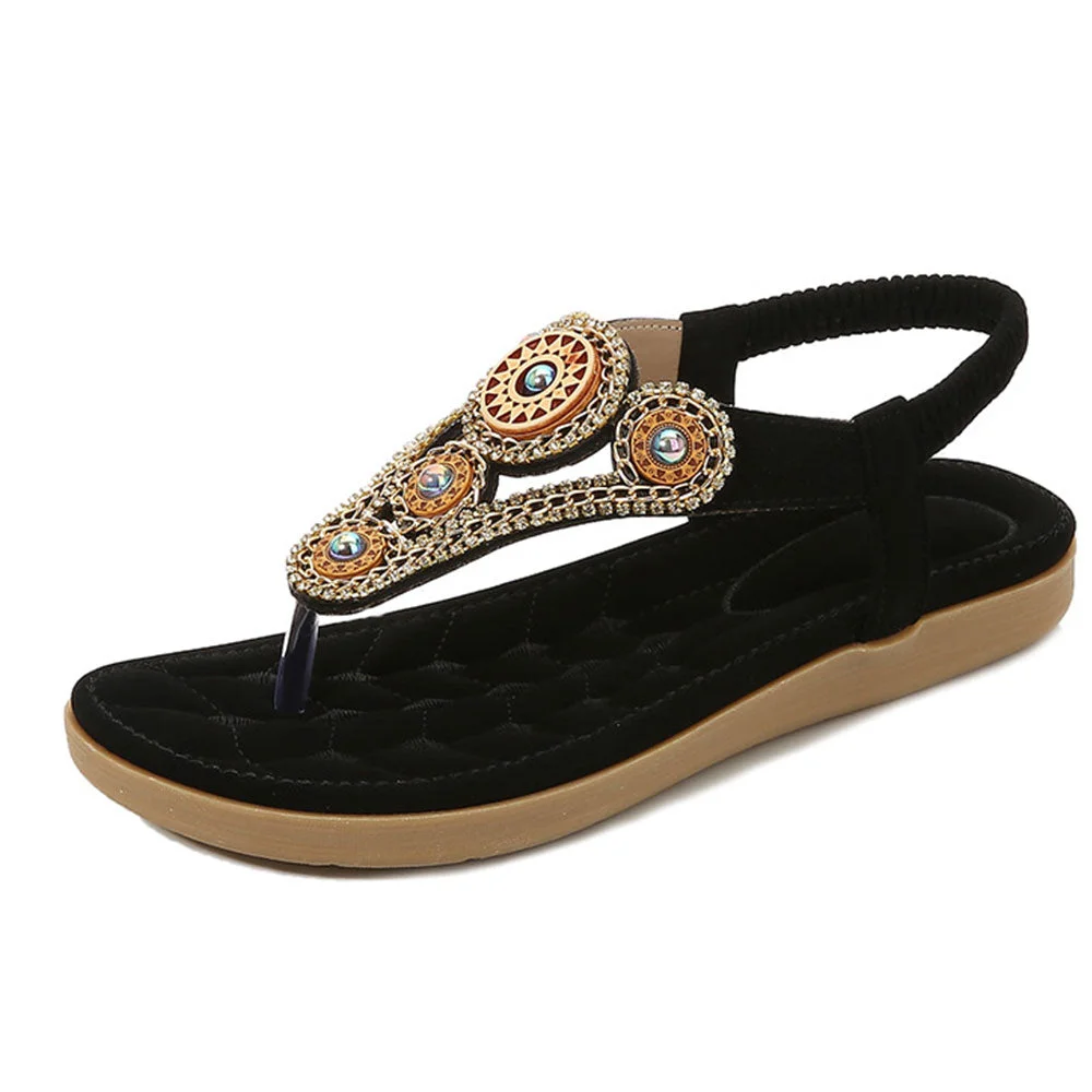Smiledeer Summer new simple casual rhinestone flat sandals slippers