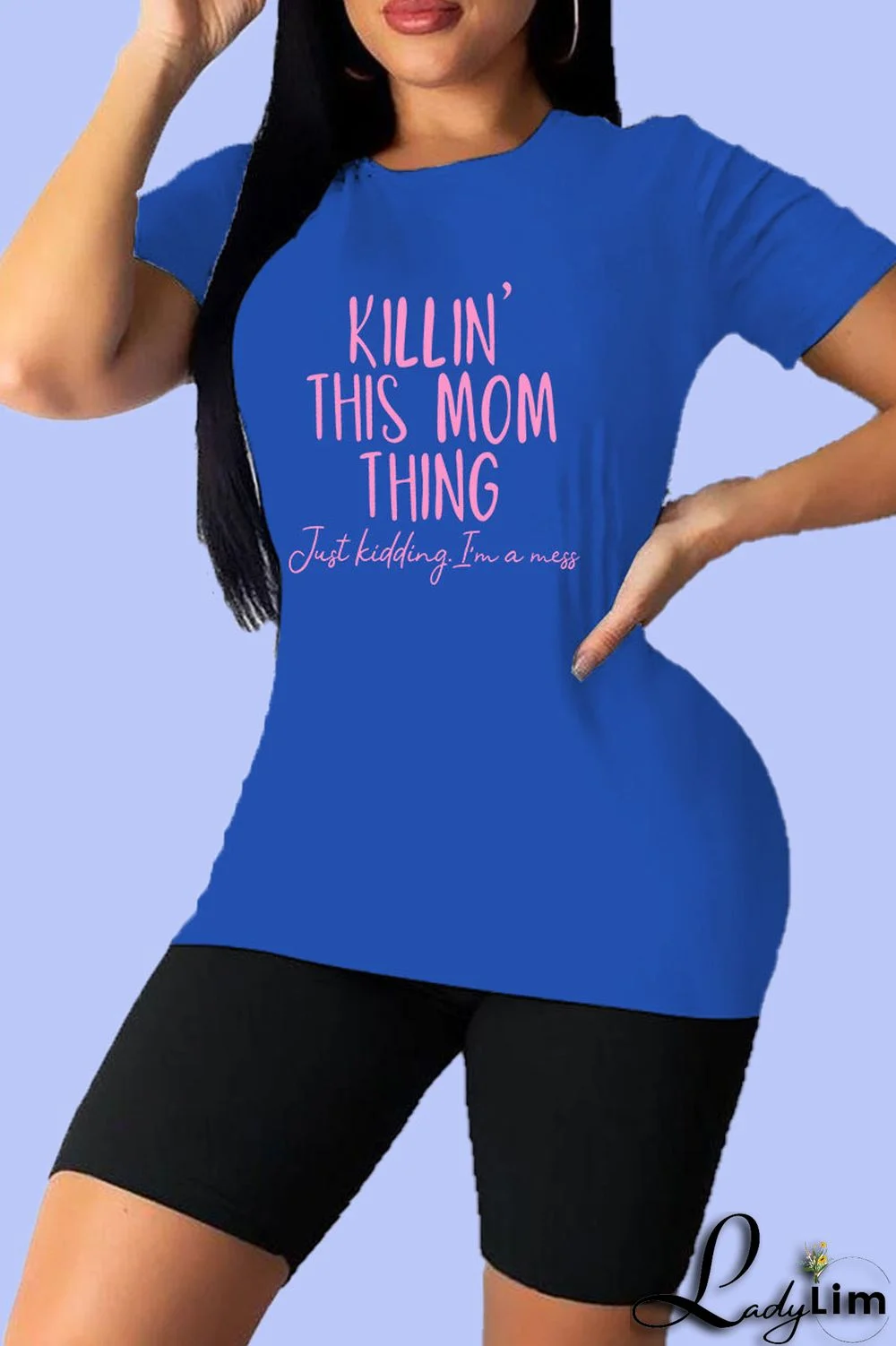 Black Plus Size Casual Sportswear Print Letter O Neck T-Shirts