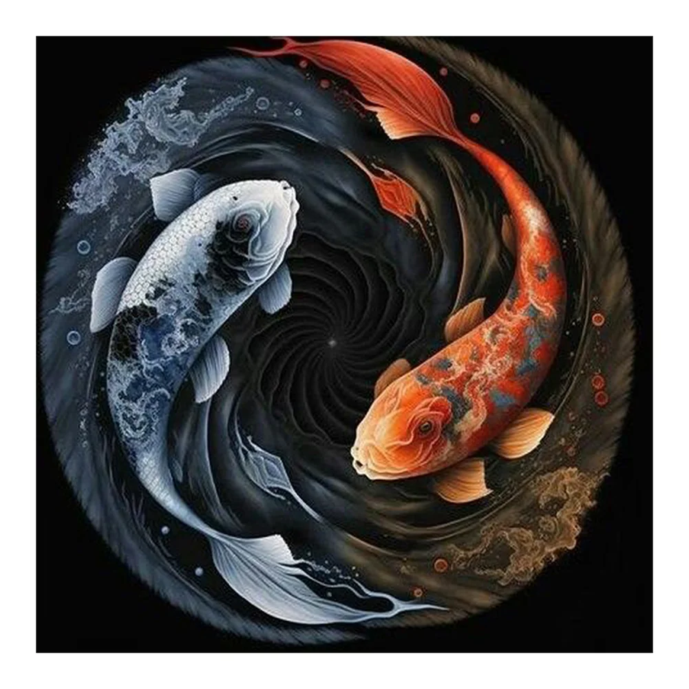 Full Round Diamond Painting - Fish Yin Yang Symbol(30*30cm)