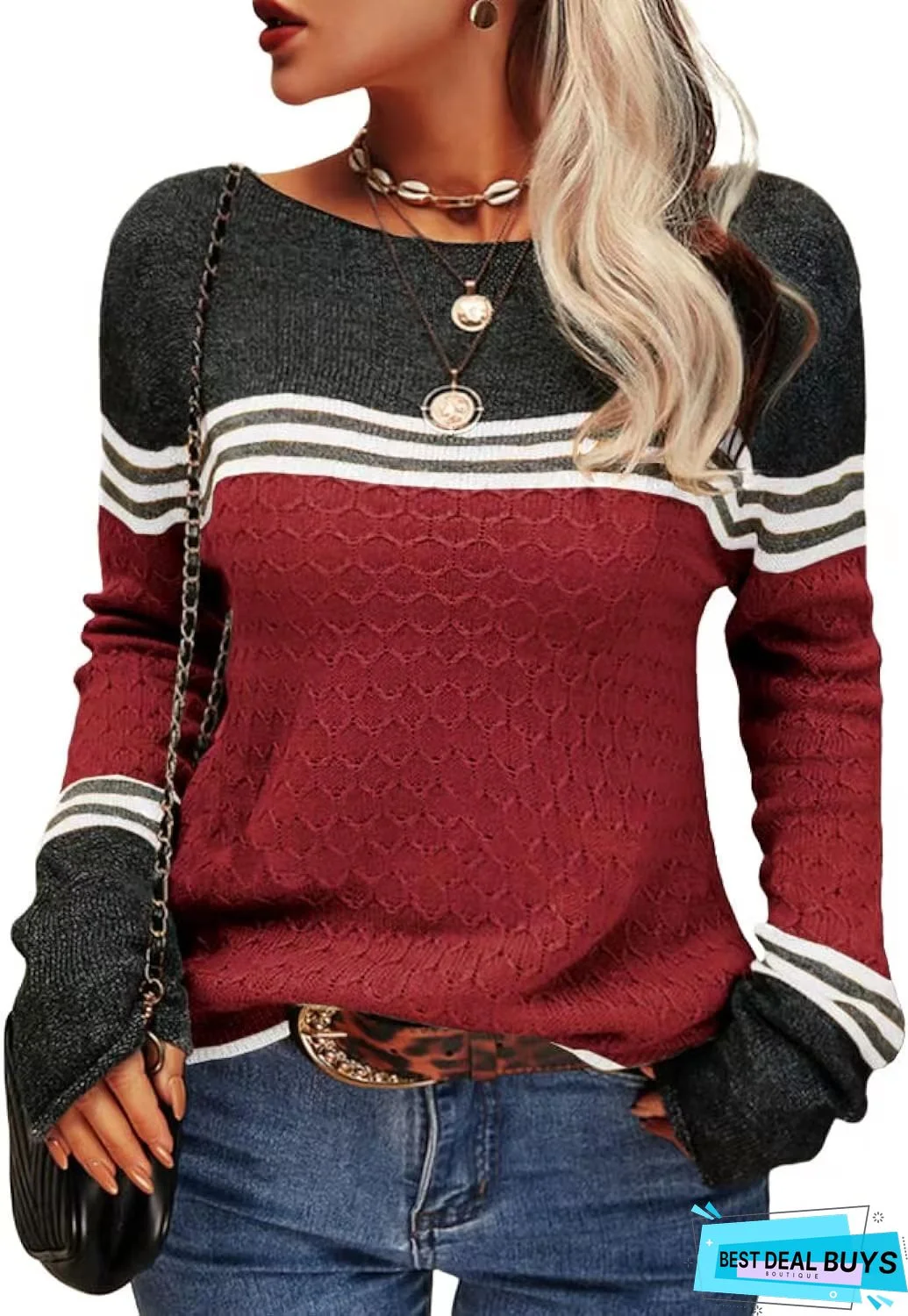 Autumn Striped Knit Button Cardigan