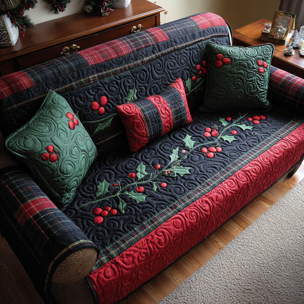 Holly Hearth Quilted Sofa Cover NCU0PT9776 everthome