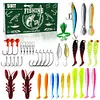 Fishing Lures Kit with Jig Heads Hooks Soft Worm Bait Lures for Bass Pike Crank