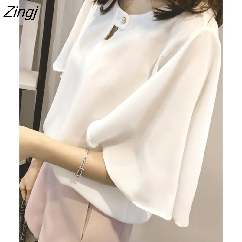 Zingj sleeve 2022 summer women's shirt blouse for women blusas womens tops and blouses chiffon shirts ladie's top