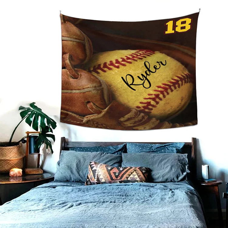 Personalized Kid Softball Nursery Tapestry|T10