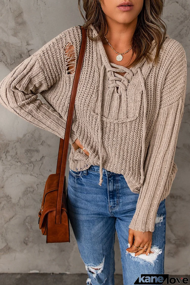 Ripped Slouchy Hooded Sweater