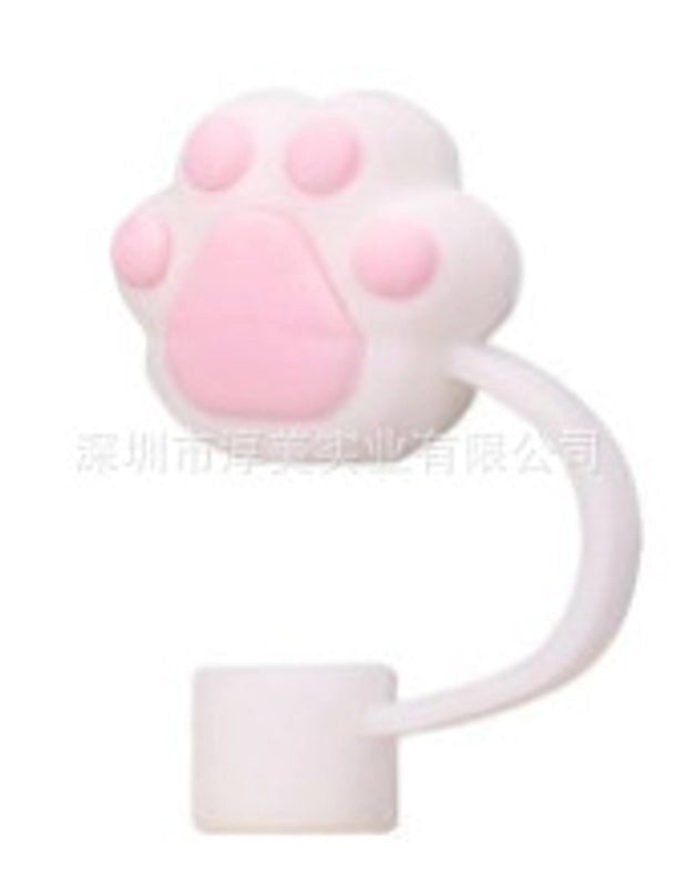 5 Pieces Silicone Straw Cap Flower Cartoon Baiyun Cup Straw Protective Cover Dust Plug 10mm