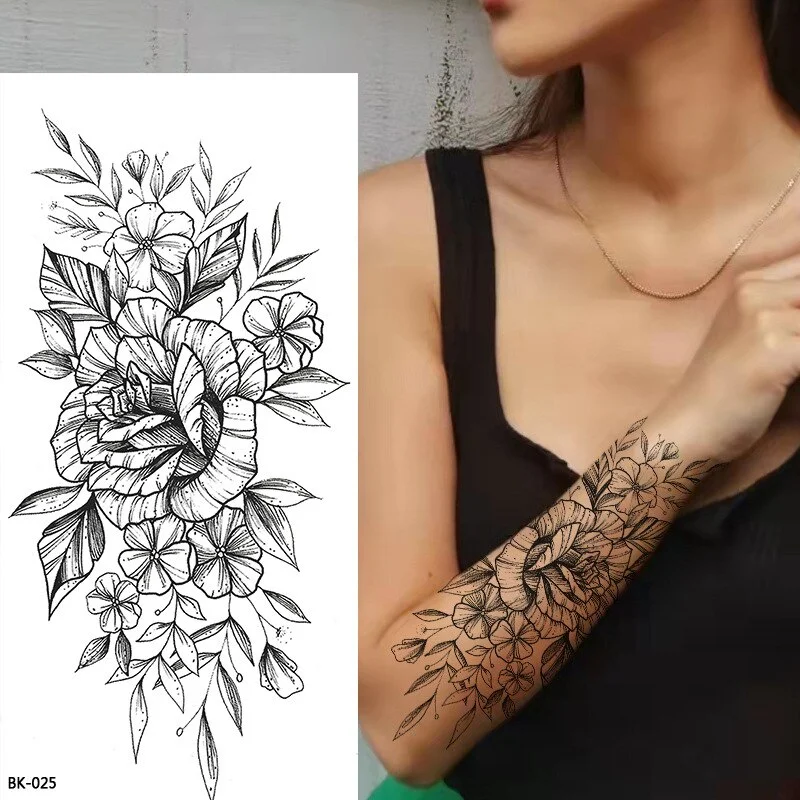 Sdrawing Tattoos New Flash Waterproof Temporary Tattoo Sticker Lip Print Flowers Butterfly Body Art Arm Fake Sleeve Tatoo for Women