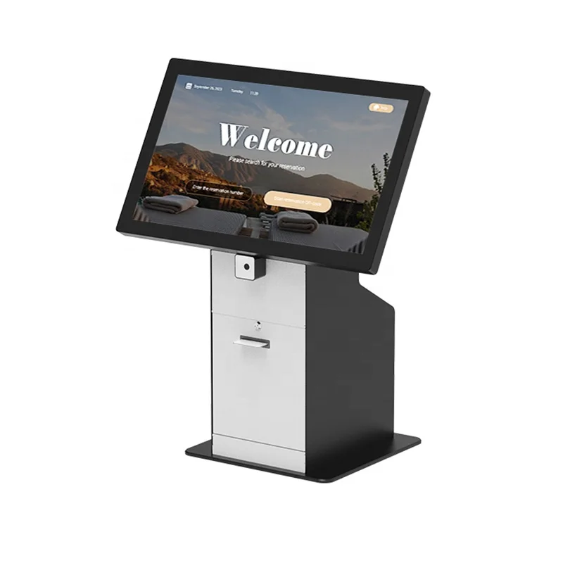 21.5-Inch Desktop Self-Service Check-In RFID Self-Registration Kiosk RFID Hotel Check-In Kiosk