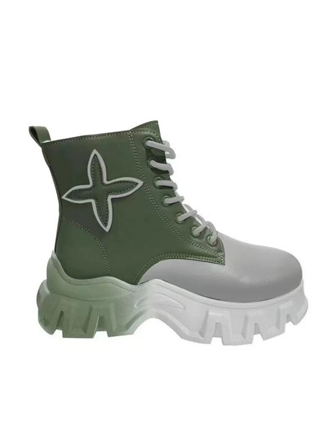 Fashion Gradient Splicing Contrast Color Platform Tooling Short Boots