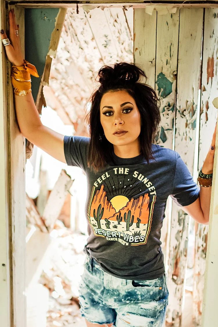 FEEL THE SUNSET - HEATHER NAVY TEE