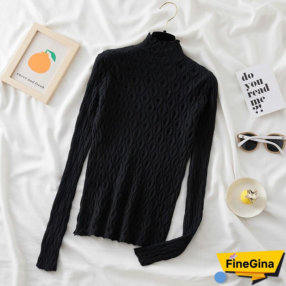 Aossviao Cashmere Turtleneck Women Sweaters Autumn Winter Warm Pullover Slim Tops Knitted Sweater Jumper Soft Pull Female