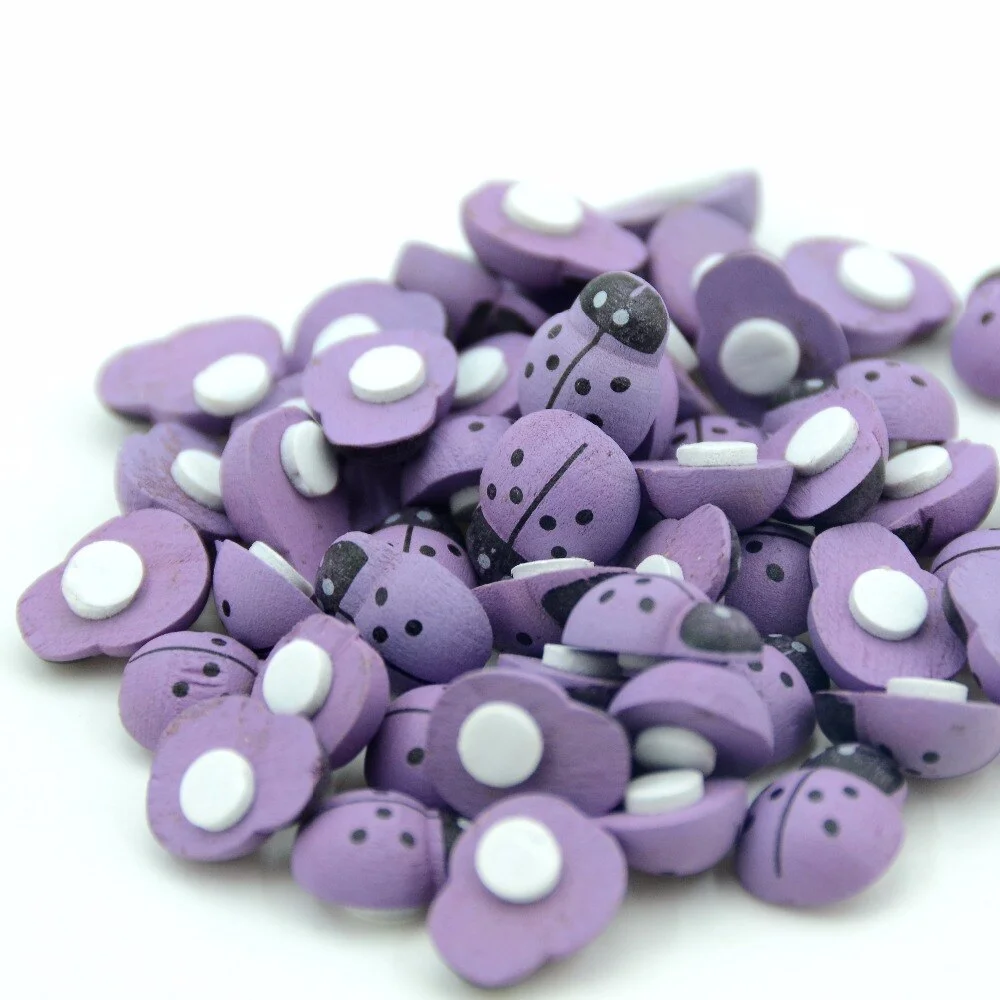 20Pcs Fashion Beatles Wooden Ladybird Wall Sticker Children Kids Painted  DIY Craft Wedding Home Party Holiday Decoration