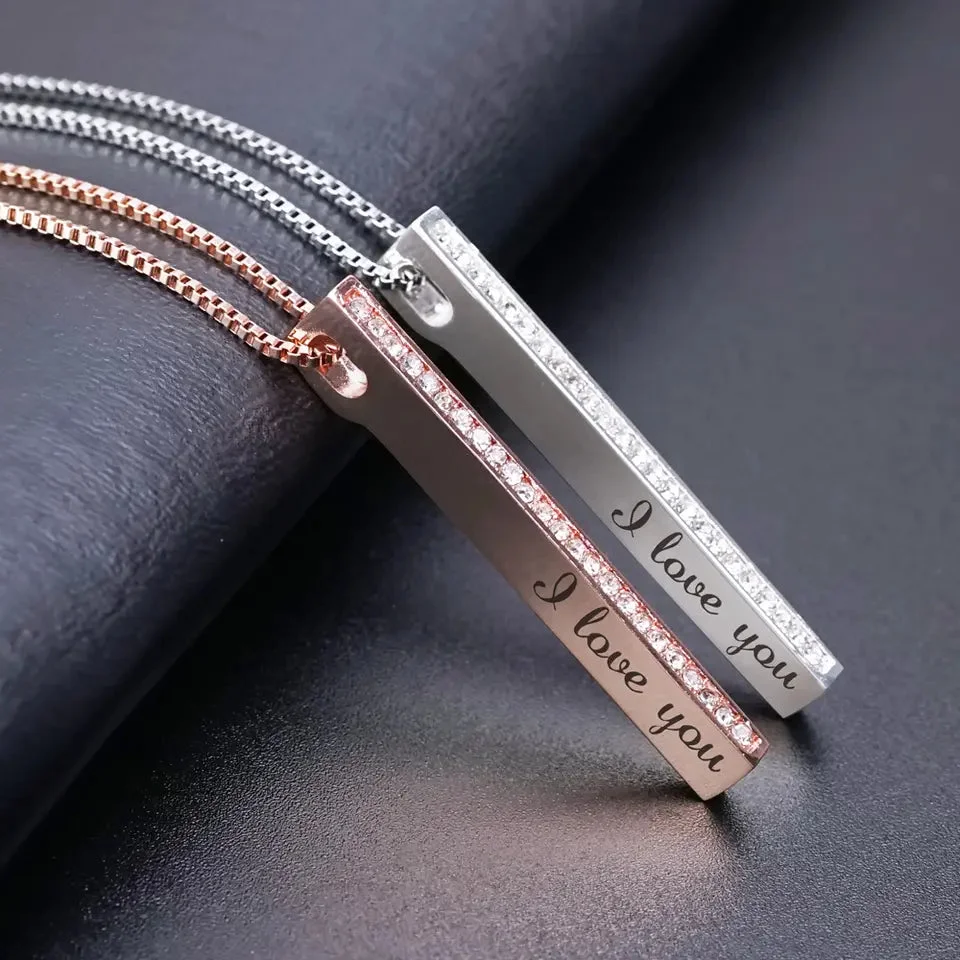 Couple Engraved Bar Necklace Set（Buy one, get the second one for only $1! ）