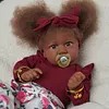 Silicone Realistic Newborn Caramel Skin Black Baby Girl Dolls 22 Inch For Gift 